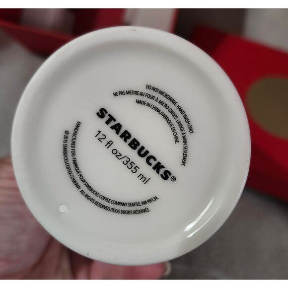 NEW Box Starbucks Limited Ceramic Travel Mug 12Oz Kid's Finger Paint Lid 2015 - Picture 4 of 9